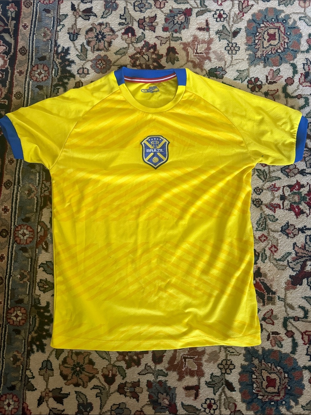 Brazil Yellow Soccer Jersey with Blue Trim